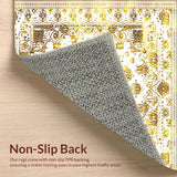 Ultra Soft Area Rug, Non Slip, Stain Resistant, Washable Area Rugs for Living Room, Bedroom, Vintage Medallion Charm(Gold)