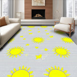 Ultra Soft Area Rug, Non Slip, Stain Resistant, Washable Area Rugs for Living Room, Bedroom, Cute Childlike Sunshine Illustration(Yellow)