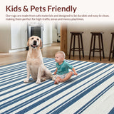 Delicate Textured Ivory Stripe Motif(Blue)