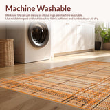 Ultra Soft Area Rug, Non Slip, Stain Resistant, Washable Area Rugs for Living Room, Bedroom, Textured Earthy Braided Aesthetic(Orange)
