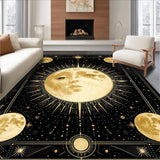 Ultra Soft Area Rug, Non Slip, Stain Resistant, Washable Area Rugs for Living Room, Bedroom, Starry Night Zodiac Patterned Elegance(Gold)