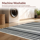 Ultra Soft Area Rug, Non Slip, Stain Resistant, Washable Area Rugs for Living Room, Bedroom, Black and White Striped Rug(Black)