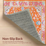 Ultra Soft Area Rug, Non Slip, Stain Resistant, Washable Area Rugs for Living Room, Bedroom, Bright Medallion Design with Cozy Feel(Orange)