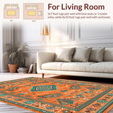 Ultra Soft Area Rug, Non Slip, Stain Resistant, Washable Area Rugs for Living Room, Bedroom, Dynamic Colorful Trellis Elements(Orange)