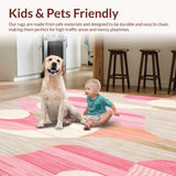 Ultra Soft Area Rug, Non Slip, Stain Resistant, Washable Area Rugs for Living Room, Bedroom, Minimalist Pink Beige Bath Groovy Retro Swirl(Pink)