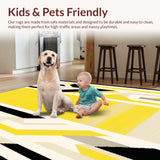 Ultra Soft Area Rug, Non Slip, Stain Resistant, Washable Area Rugs for Living Room, Bedroom, Sophisticated Cream and Black Contrast(Yellow)