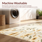 Ultra Soft Area Rug, Non Slip, Stain Resistant, Washable Area Rugs for Living Room, Bedroom, Modern Beige Area Abstract Floral Design(Beige)