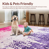 Ultra Soft Area Rug, Non Slip, Stain Resistant, Washable Area Rugs for Living Room, Bedroom, Lively Tie-Dye Dreamscape Effect(Pink)