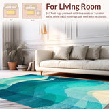 Ultra Soft Area Rug, Non Slip, Stain Resistant, Washable Area Rugs for Living Room, Bedroom, Coastal Wave Surfboard Rug Decorative Floor Carpet Ocean Theme Home Decor(Blue)