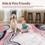 Ultra Soft Area Rug, Non Slip, Stain Resistant, Washable Area Rugs for Living Room, Bedroom, Artistic Marble-Inspired Decorative Piece(Pink)