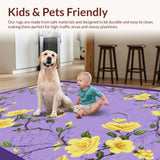 Ultra Soft Area Rug, Non Slip, Stain Resistant, Washable Area Rugs for Living Room, Bedroom, Charming Lavender Floral Aesthetic(Purple)