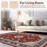 Ultra Soft Area Rug, Non Slip, Stain Resistant, Washable Area Rugs for Living Room, Bedroom, Charming Earthy Textured Elements(Red)