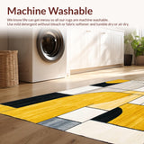 Geometric Minimalism Beige Black Yellow Abstract Bathroom Mat(Yellow)