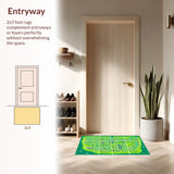 Ultra Soft Area Rug, Non Slip, Stain Resistant, Washable Area Rugs for Living Room, Bedroom, Vibrant Town Design Kids Car Play Mat(Green)