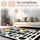 Ultra Soft Area Rug, Non Slip, Stain Resistant, Washable Area Rugs for Living Room, Bedroom, Vivid Modern Dice Print(Black)