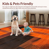 Ultra Soft Area Rug, Non Slip, Stain Resistant, Washable Area Rugs for Living Room, Bedroom, Dynamic Modern Optical Design(Orange)