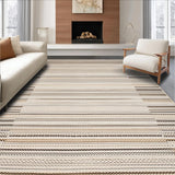Ultra Soft Area Rug, Non Slip, Stain Resistant, Washable Area Rugs for Living Room, Bedroom, Earthy Rustic Fringe Elegance(Beige)