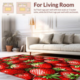 Ultra Soft Area Rug, Non Slip, Stain Resistant, Washable Area Rugs for Living Room, Bedroom, Cheerful Fruit-Shaped Decorative Piece(Red)