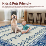 Ultra Soft Area Rug, Non Slip, Stain Resistant, Washable Area Rugs for Living Room, Bedroom, Coastal Anchor Accent in Blue and Beige Color Palette(Blue)