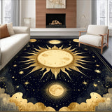 Ultra Soft Area Rug, Non Slip, Stain Resistant, Washable Area Rugs for Living Room, Bedroom, Celestial Moonlit Abstract Style(Gold)