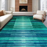 Ultra Soft Area Rug, Non Slip, Stain Resistant, Washable Area Rugs for Living Room, Bedroom, Modern Earthy Geometric Fusion(Blue)