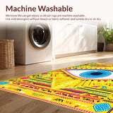 Ultra Soft Area Rug, Non Slip, Stain Resistant, Washable Area Rugs for Living Room, Bedroom, Vibrant Tribal Ethnic Pattern(Yellow)
