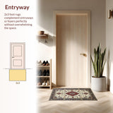 Ultra Soft Area Rug, Non Slip, Stain Resistant, Washable Area Rugs for Living Room, Bedroom, Elegant Floral Medallion Design(Ivory)
