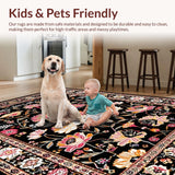 Ultra Soft Area Rug, Non Slip, Stain Resistant, Washable Area Rugs for Living Room, Bedroom, Abstract Black Blossom Pattern(Black)