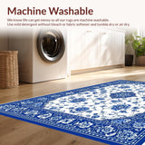 Ultra Soft Area Rug, Non Slip, Stain Resistant, Washable Area Rugs for Living Room, Bedroom, Elegant Blue Porcelain Floral Motif(Blue)