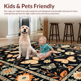 Ultra Soft Area Rug, Non Slip, Stain Resistant, Washable Area Rugs for Living Room, Bedroom, Artful Nature-Inspired Butterfly Motif(Black)