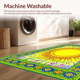 Ultra Soft Area Rug, Non Slip, Stain Resistant, Washable Area Rugs for Living Room, Bedroom, Joyful Abstract Sunburst Theme(Yellow)