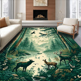 Ultra Soft Area Rug, Non Slip, Stain Resistant, Washable Area Rugs for Living Room, Bedroom, Stylish Contemporary Animal Illustration(Green)