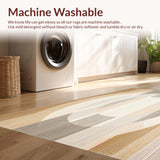 Ultra Soft Area Rug, Non Slip, Stain Resistant, Washable Area Rugs for Living Room, Bedroom, Braided Round Area with Minimalist Concentric Rings and Warm Tones(Beige)