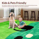 Ultra Soft Area Rug, Non Slip, Stain Resistant, Washable Area Rugs for Living Room, Bedroom, Charming Playful Cat Silhouette(Green)