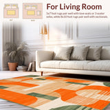 Ultra Soft Area Rug, Non Slip, Stain Resistant, Washable Area Rugs for Living Room, Bedroom, Striking Dynamic Linear Arrangement(Orange)