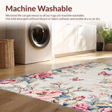 Ultra Soft Area Rug, Non Slip, Stain Resistant, Washable Area Rugs for Living Room, Bedroom, Rustic Nature-Inspired Butterfly Design(Ivory)