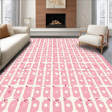 Ultra Soft Area Rug, Non Slip, Stain Resistant, Washable Area Rugs for Living Room, Bedroom, Preppy Pastel Bow Aesthetic(Pink)