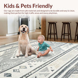 Ultra Soft Area Rug, Non Slip, Stain Resistant, Washable Area Rugs for Living Room, Bedroom, Rustic Minimalist Lattice Pattern(Gray)