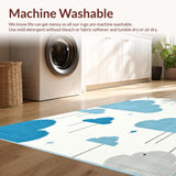 Ultra Soft Area Rug, Non Slip, Stain Resistant, Washable Area Rugs for Living Room, Bedroom, Serene Abstract Sky Motif(Blue)