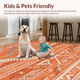 Ultra Soft Area Rug, Non Slip, Stain Resistant, Washable Area Rugs for Living Room, Bedroom, Contemporary Lattice Burnt Sienna Aesthetic(Orange)