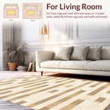 Ultra Soft Area Rug, Non Slip, Stain Resistant, Washable Area Rugs for Living Room, Bedroom, Inviting Plush Checkered Decor Style(Beige)