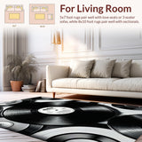 Ultra Soft Area Rug, Non Slip, Stain Resistant, Washable Area Rugs for Living Room, Bedroom, Cool Pop Art Music Decor Study Mat(Black)