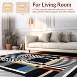 Ultra Soft Area Rug, Non Slip, Stain Resistant, Washable Area Rugs for Living Room, Bedroom, Rustic Monochrome Animal Print(Black)