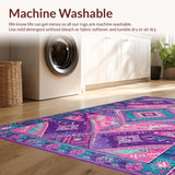 Ultra Soft Area Rug, Non Slip, Stain Resistant, Washable Area Rugs for Living Room, Bedroom, Eclectic Aztec Colorful Motif(Purple)