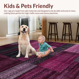 Ultra Soft Area Rug, Non Slip, Stain Resistant, Washable Area Rugs for Living Room, Bedroom, Lively Whimsical Stripe Design(Purple)