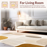Ultra Soft Area Rug, Non Slip, Stain Resistant, Washable Area Rugs for Living Room, Bedroom, Stylish Beige Area Modern Abstract Shapes(Beige)