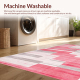 Ultra Soft Area Rug, Non Slip, Stain Resistant, Washable Area Rugs for Living Room, Bedroom, Trendy Marbleized Abstract Aesthetic(Pink)