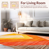 Ultra Soft Area Rug, Non Slip, Stain Resistant, Washable Area Rugs for Living Room, Bedroom, Rustic Textured Sunset Hue Pattern(Yellow)