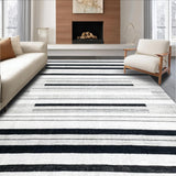 Ultra Soft Area Rug, Non Slip, Stain Resistant, Washable Area Rugs for Living Room, Bedroom, Contemporary Striped Area Rug Black and White Design Element(Black)