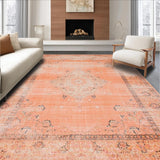 Ultra Soft Area Rug, Non Slip, Stain Resistant, Washable Area Rugs for Living Room, Bedroom, Classic Mediterranean Textured Appeal(Orange)